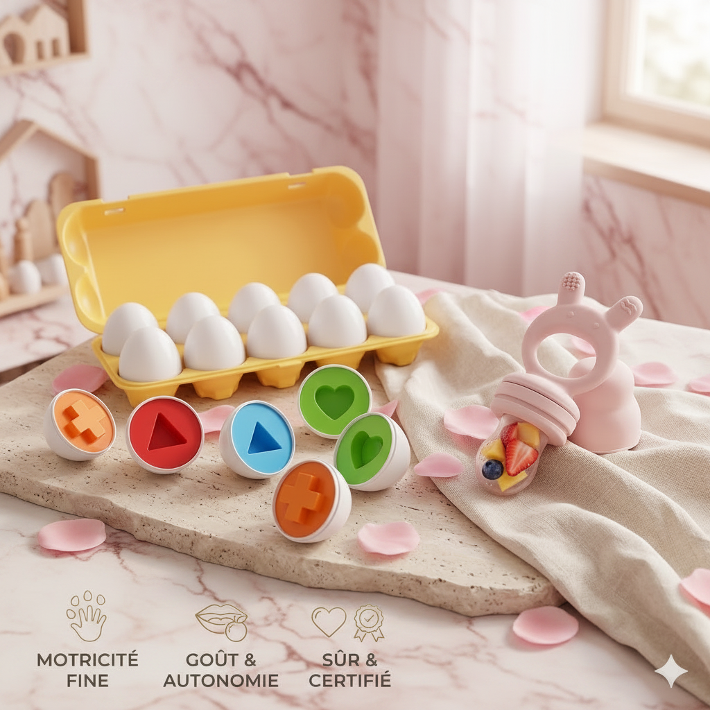 Puzzle Montessori Œufs Éducatif – Jeu d’Apprentissage des Couleurs et Formes
